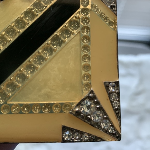 Art Deco Rhinestone Guilloche Enamel Jewelry Box/Cigarette Case - Picture 9 of 9